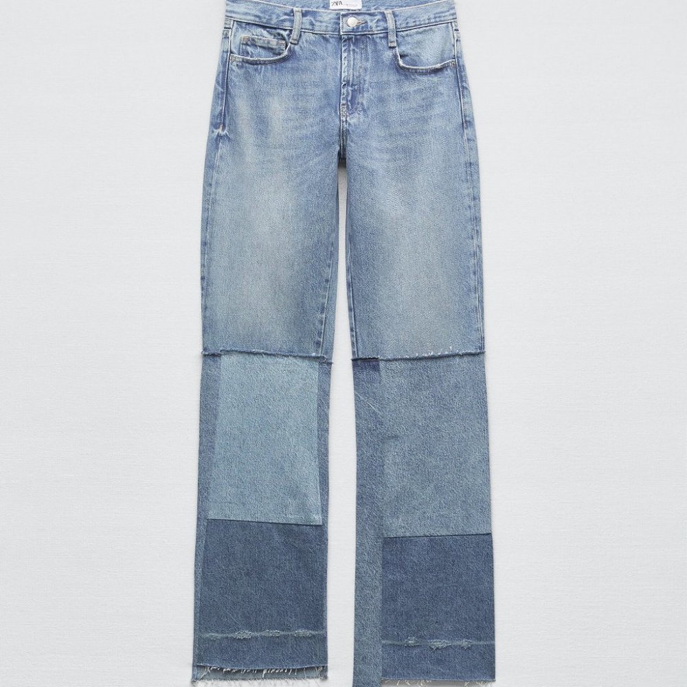 Zara Low Rise Patchwork Jeans Size 2